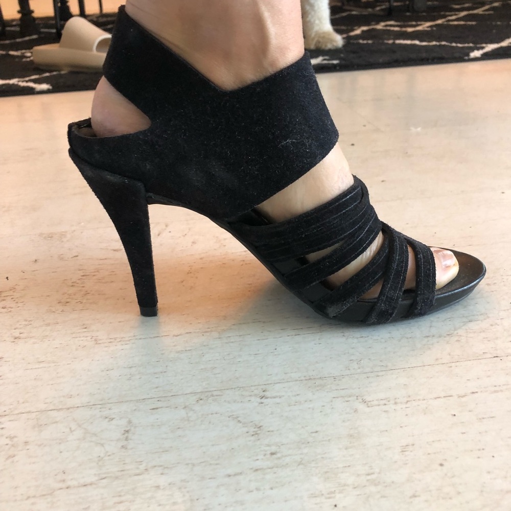 Black suede Pedro Garcia heels, never worn